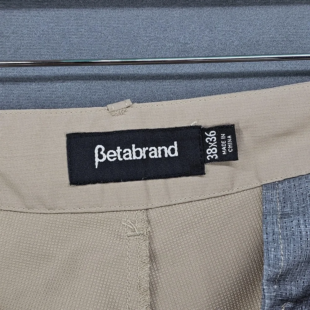 Betabrand Pants Mens 38x36 Beige Stretch Chino Performance Zip Pocket Casual